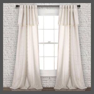 Lush Decor - Set of 2 (95"x40") Ivy Tassel Light Filtering Wind Beige